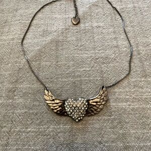 Betsey Johnson silver Winged Heart Necklace